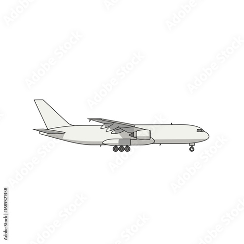 White Cargo Airplane Pixel Art Side View