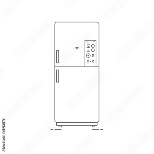 White Refrigerator Illustration with Grey Control Panel