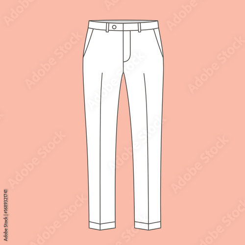 White Trousers on Peach Background Flat Lay Illustration