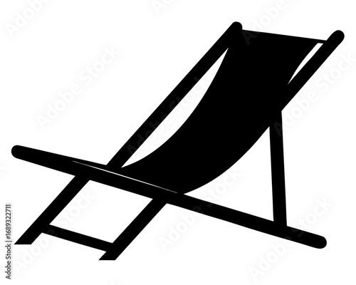Beach chair black silhouette vector,Beach chair icon
