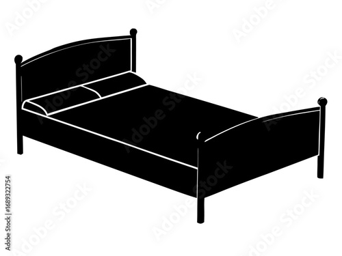 Bed  black silhouette vector,minimalist furniture icon