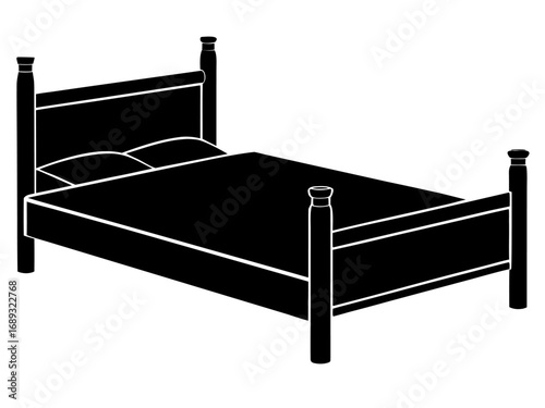 Bed  black silhouette vector,minimalist furniture icon
