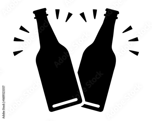 Cheers beer bottles silhouette,Cheers beer bottles  icon