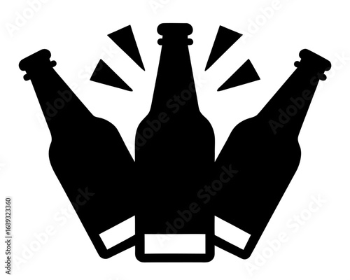 Cheers beer bottles silhouette,Cheers beer bottles  icon