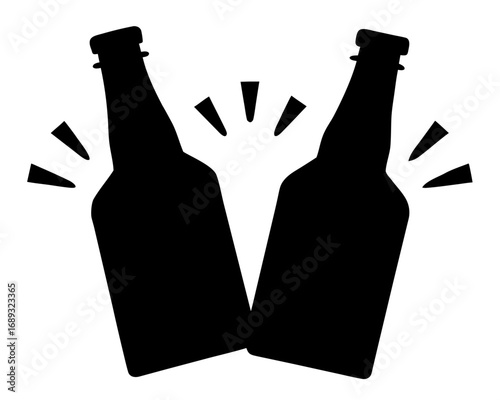 Cheers beer bottles silhouette,Cheers beer bottles  icon