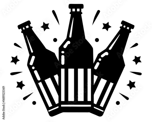 Cheers beer bottles silhouette,Cheers beer bottles  icon