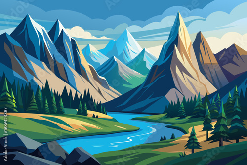 summer landscape with mountains