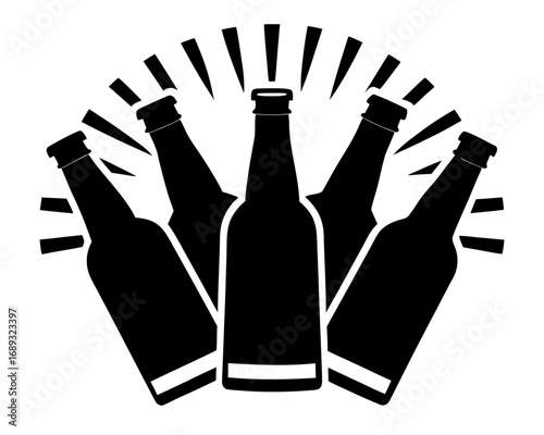Cheers beer bottles silhouette,Cheers beer bottles  icon