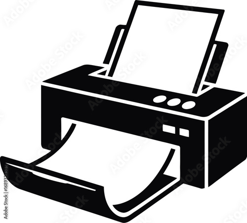 Black printer with paper output white