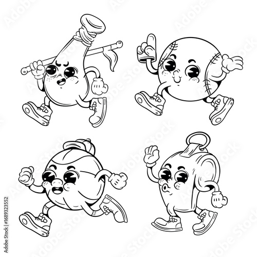 A fun vector illustration set of cartoon dogs, cats, and a baby puppy