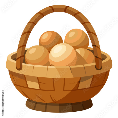 wooden egg in basket