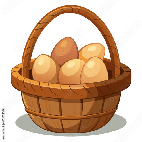 wooden egg in basket