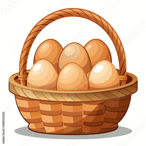 wooden egg in basket