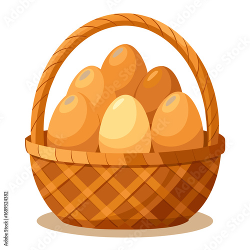 wooden egg in basket