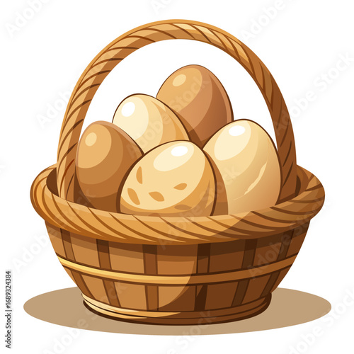 wooden egg in basket