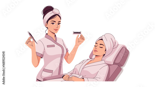 Skilled aesthetician performing a facial treatment on a relaxed client in a spa setting