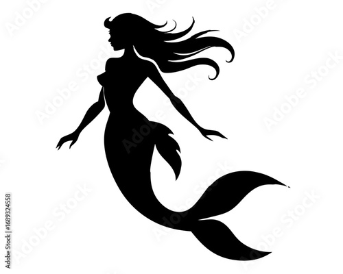 Mermaid Silhouette silhouette vector,Mermaid icon