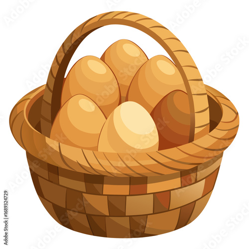 wicker basket with eggs