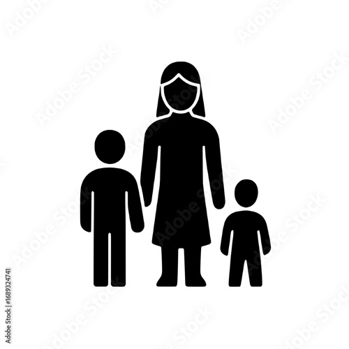 Family Icon Mother and Two Children - Simple Pictogram