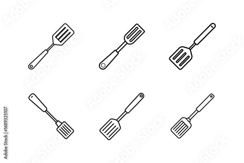 metal spatula icon line art vector illustration