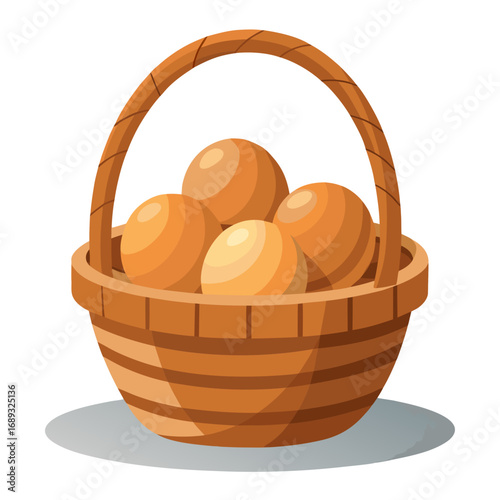 wooden egg in basket