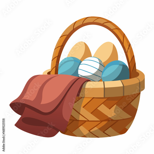 basket with easter eggs