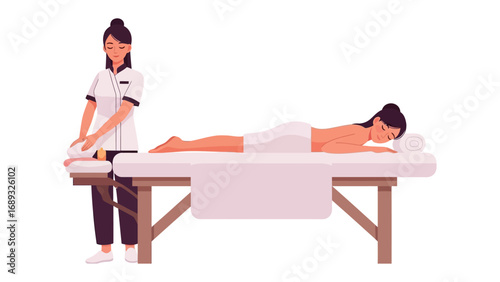 Professional massage therapist administering a relaxing treatment to a client on a spa table