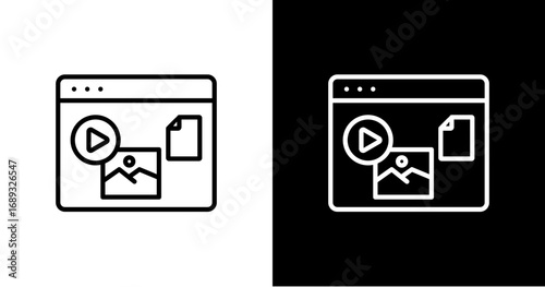 Digital Content Icon Set Multiple Style Collection