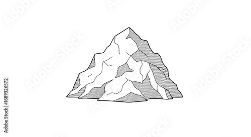 Line Art Illustration of a Rocky Mountain Peak.