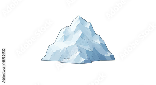 Cartoon Illustration of a Jagged Snowy Mountain Peak.