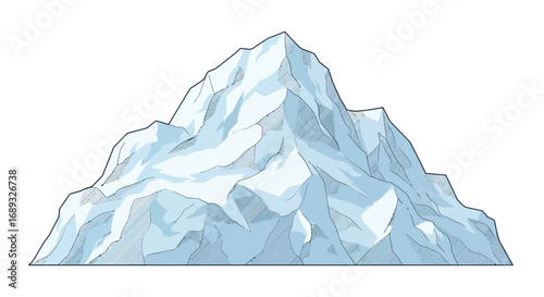 Stylized Illustration of a Snowy Mountain Peak.