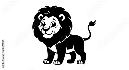 Cute cartoon lion with a friendly smile and big eyes