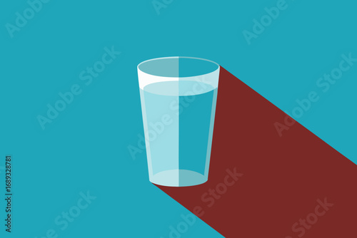 Scalable flat design vector illustration of a glass of water with long shadow