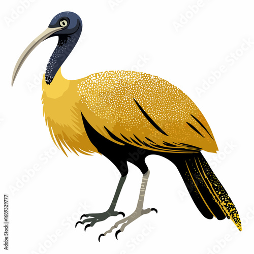 whimsical stippled dodo bird formed from gradient dot clusters with geometric beak modules and airy fade