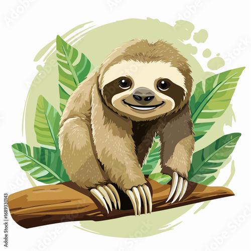 lumbering giant ground sloth with micro stipple claws irregular dot limbs and draping foliage silhouettes