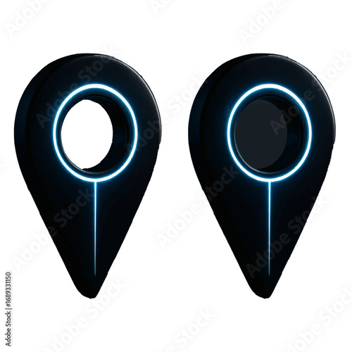 A set of colorful map location icons with various markers for navigation
