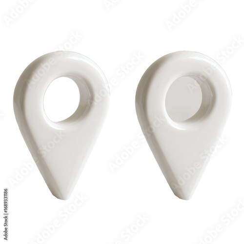 A set of map pointers isolated on a round plastic object, a 3d rendering