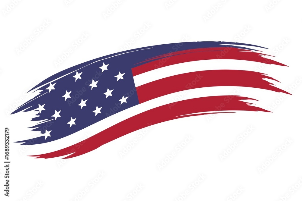 Obraz premium American Flag Brush Stroke Design - Abstract American flag design with a brush stroke effect, perfect for patriotic projects and celebrations