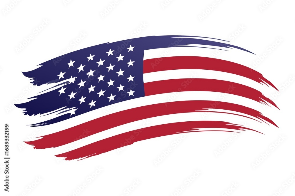 Fototapeta premium American Flag Brushstroke Design - Patriotic symbol, national pride, freedom, independence, American heritage. A dynamic representing the spirit of the USA