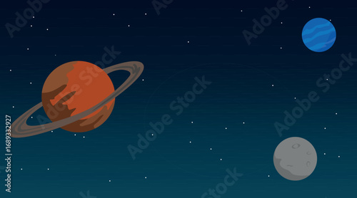 Space background design with planets vector