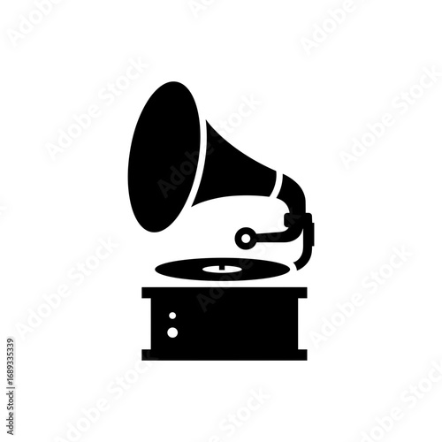 Gramophone Icon – Vector Symbol for Vintage Phonograph & Music