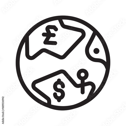icon global currency with style outline