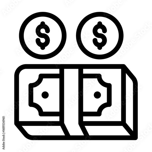 icon money cash with style outline