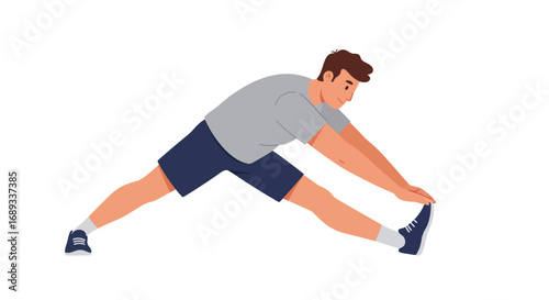 Man Stretching Legs in Athletic Wear for Fitness Routine.