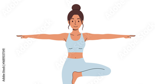 Woman in Tree Pose Yoga and Wellness Illustration 2.
