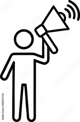 person holding megaphone outline icon 