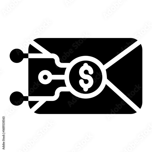 icon email coin with style glyph