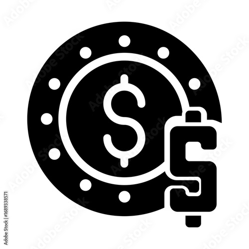 icon coin money with style glyph