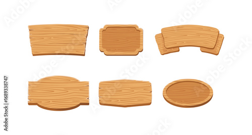 Collection of wooden plank shapes for design projects and decorations