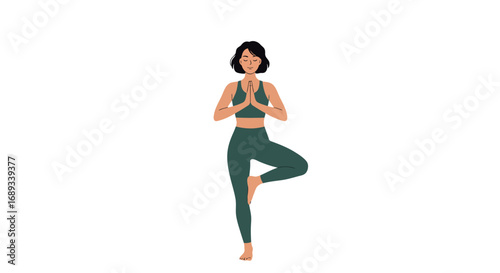 Woman in Tree Pose Yoga and Wellness Illustration 1.